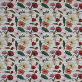 Stretch Cotton Sateen - Red and Yellow Flowers on Pinstripes - A Morning Hello Print - Mood Exclusive Aloha Collection