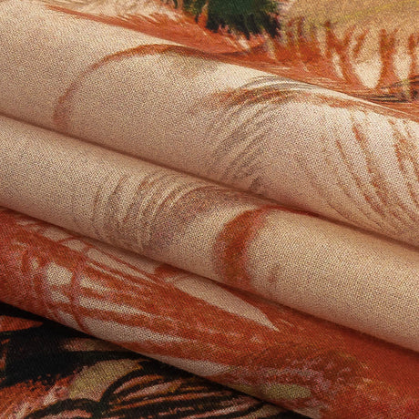 Cotton Voile Panel - Coral and Green Palm Trees - Sunset Palms Print - Mood Exclusive Aloha Collection