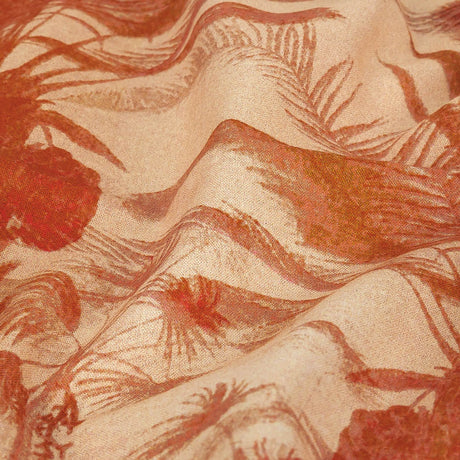 Cotton Voile Panel - Coral and Green Palm Trees - Sunset Palms Print - Mood Exclusive Aloha Collection