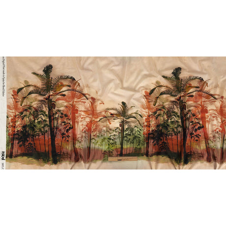 Cotton Voile Panel - Coral and Green Palm Trees - Sunset Palms Print - Mood Exclusive Aloha Collection
