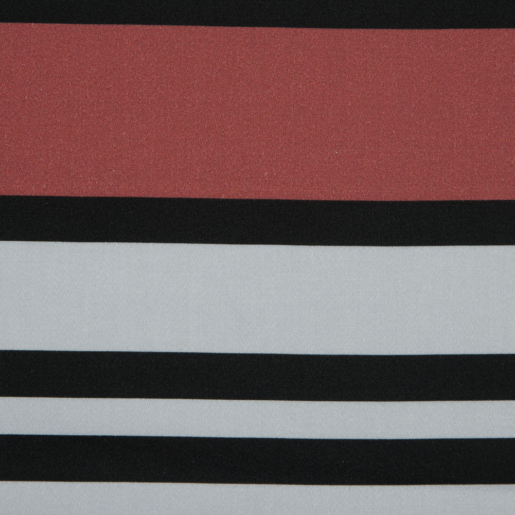 Stretch Cotton Sateen - Coral and White Stripes - Aina Stripe Print - Mood Exclusive Aloha Collection