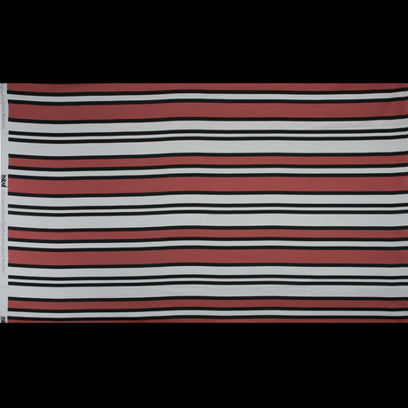 Stretch Cotton Sateen - Coral and White Stripes - Aina Stripe Print - Mood Exclusive Aloha Collection