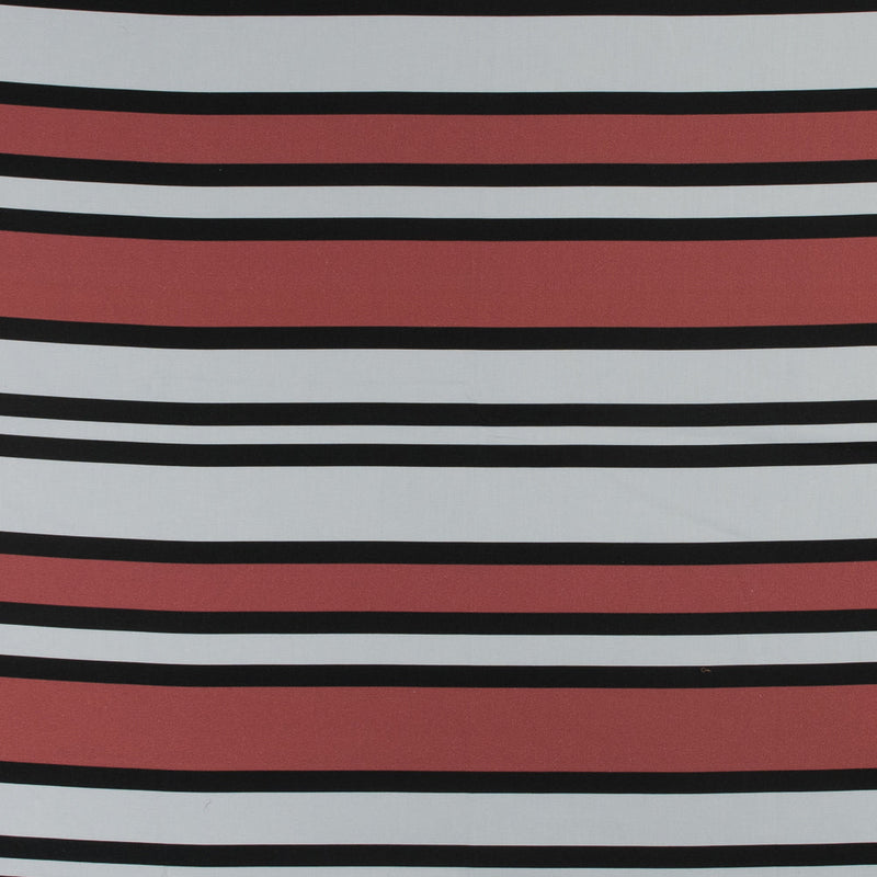 Stretch Cotton Sateen - Coral and White Stripes - Aina Stripe Print - Mood Exclusive Aloha Collection