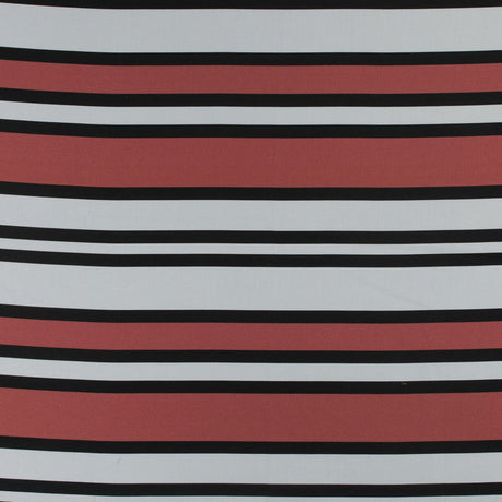 Stretch Cotton Sateen - Coral and White Stripes - Aina Stripe Print - Mood Exclusive Aloha Collection