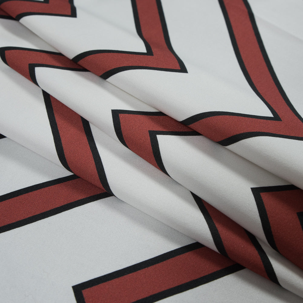Stretch Cotton Sateen - Coral Red Chevrons - Hele Zig-Zag Print - Mood Exclusive Aloha Collection