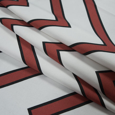 Stretch Cotton Sateen - Coral Red Chevrons - Hele Zig-Zag Print - Mood Exclusive Aloha Collection