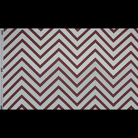 Stretch Cotton Sateen - Coral Red Chevrons - Hele Zig-Zag Print - Mood Exclusive Aloha Collection