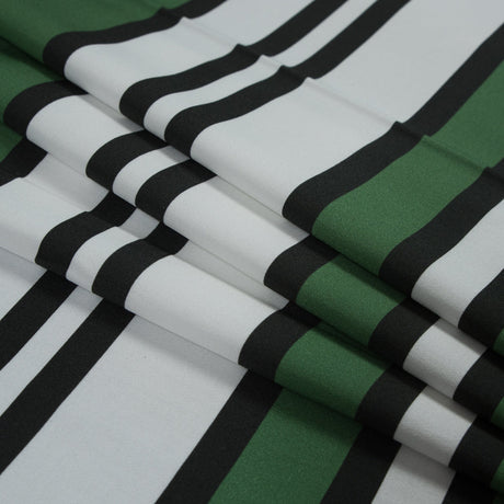 Stretch Cotton Sateen - Green and White Stripes - Aina Stripe Print - Mood Exclusive Aloha Collection
