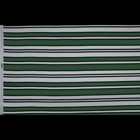 Stretch Cotton Sateen - Green and White Stripes - Aina Stripe Print - Mood Exclusive Aloha Collection