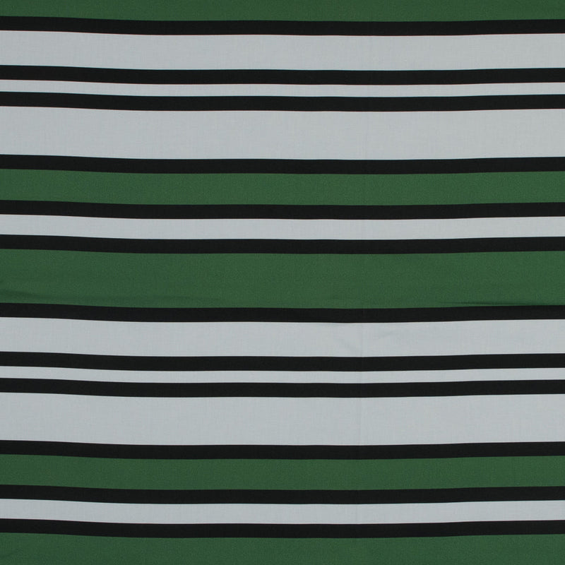 Stretch Cotton Sateen - Green and White Stripes - Aina Stripe Print - Mood Exclusive Aloha Collection