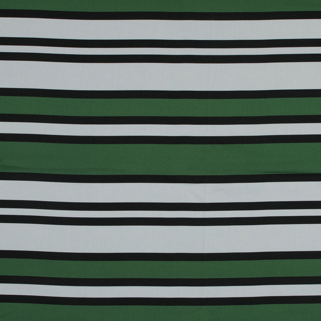 Stretch Cotton Sateen - Green and White Stripes - Aina Stripe Print - Mood Exclusive Aloha Collection