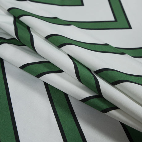 Stretch Cotton Sateen - Green Chevrons - Hele Zig-Zag Print - Mood Exclusive Aloha Collection