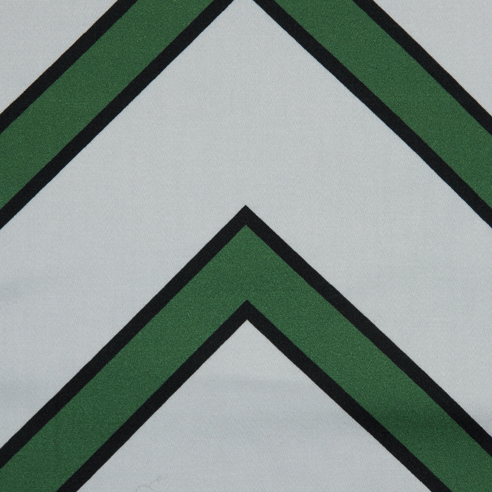Stretch Cotton Sateen - Green Chevrons - Hele Zig-Zag Print - Mood Exclusive Aloha Collection