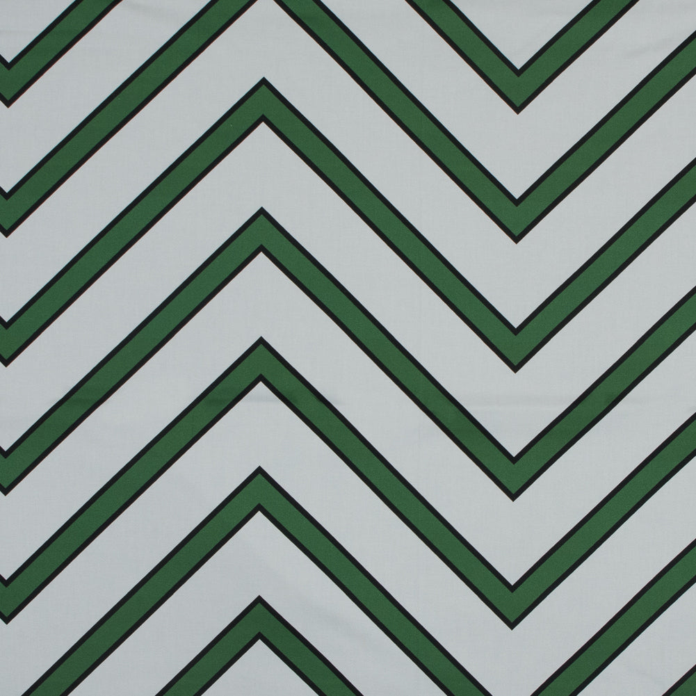Stretch Cotton Sateen - Green Chevrons - Hele Zig-Zag Print - Mood Exclusive Aloha Collection