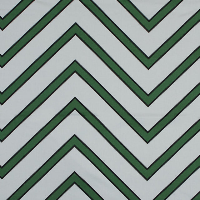 Stretch Cotton Sateen - Green Chevrons - Hele Zig-Zag Print - Mood Exclusive Aloha Collection