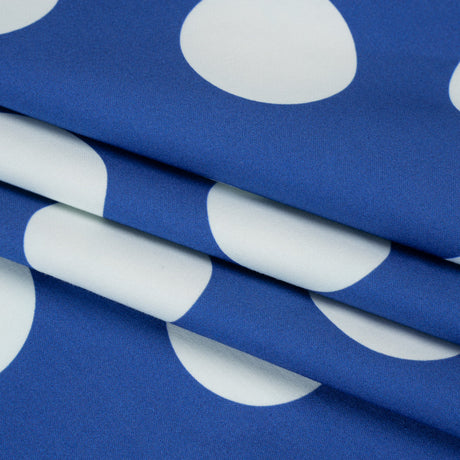 Stretch Cotton Sateen - Blue and White Polka Dots - Mood Exclusive Mahina Dots Print