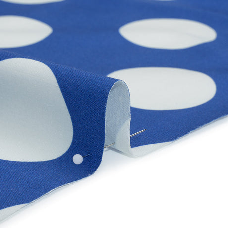 Stretch Cotton Sateen - Blue and White Polka Dots - Mood Exclusive Mahina Dots Print