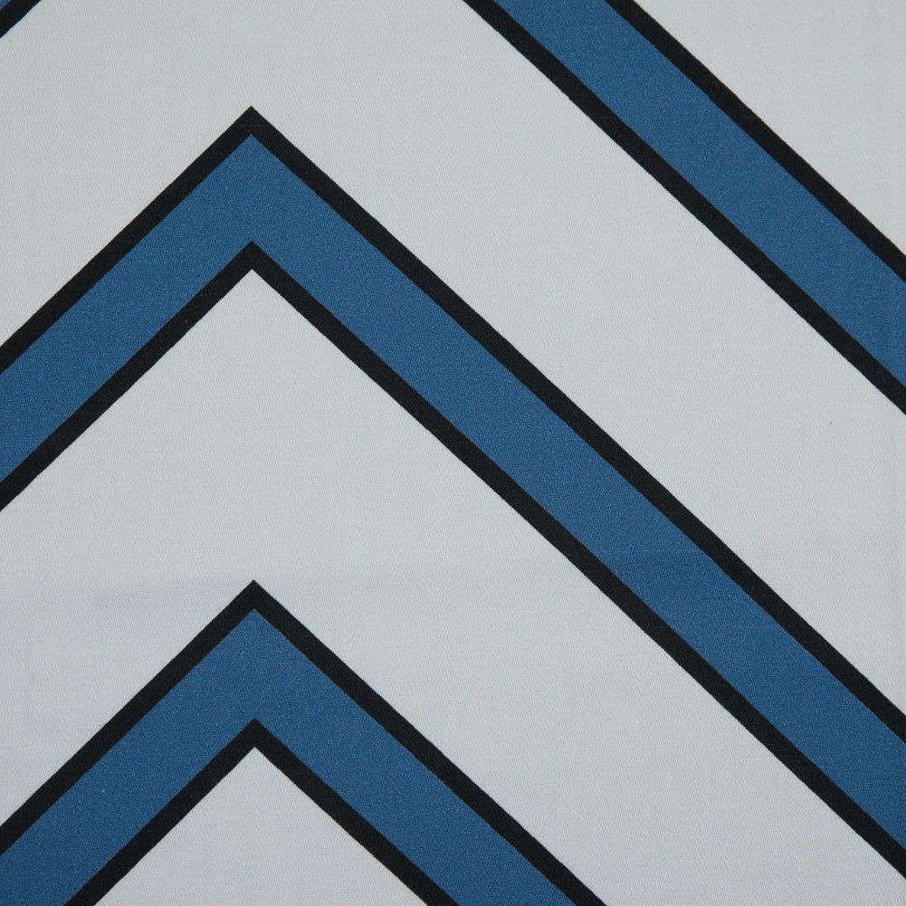 Stretch Cotton Sateen - Blue Chevrons - Mood Exclusive Hele Zig-Zag Print