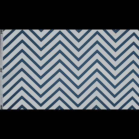 Stretch Cotton Sateen - Blue Chevrons - Mood Exclusive Hele Zig-Zag Print
