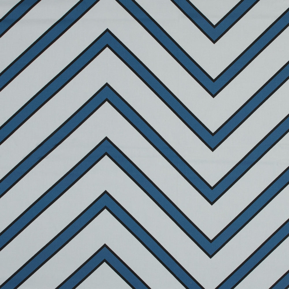 Stretch Cotton Sateen - Blue Chevrons - Mood Exclusive Hele Zig-Zag Print