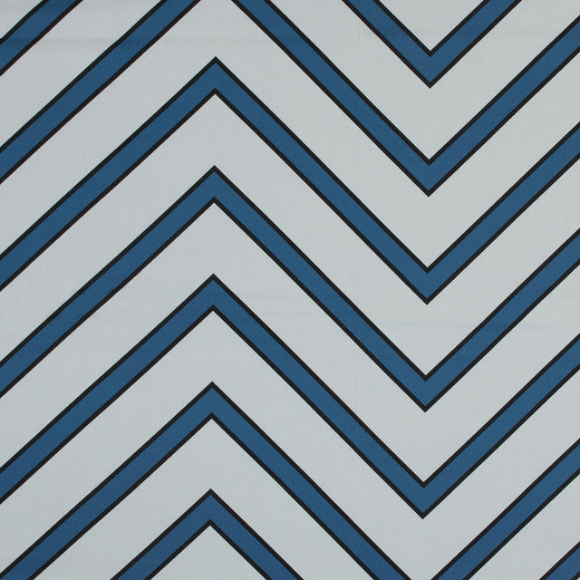 Stretch Cotton Sateen - Blue Chevrons - Mood Exclusive Hele Zig-Zag Print