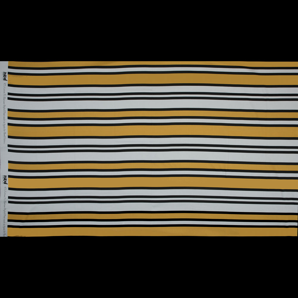 Stretch Cotton Sateen - Yellow and White Stripes - Aina Stripe Print - Mood Exclusive Aloha Collection
