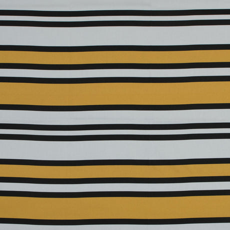 Stretch Cotton Sateen - Yellow and White Stripes - Aina Stripe Print - Mood Exclusive Aloha Collection