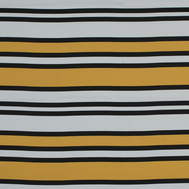 Stretch Cotton Sateen - Yellow and White Stripes - Aina Stripe Print - Mood Exclusive Aloha Collection