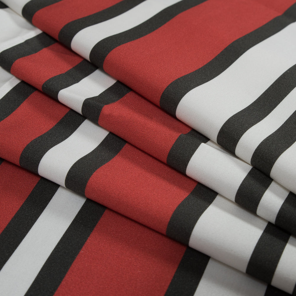 Stretch Cotton Sateen - Red and White Stripes - Mood Exclusive Aina Stripe Print