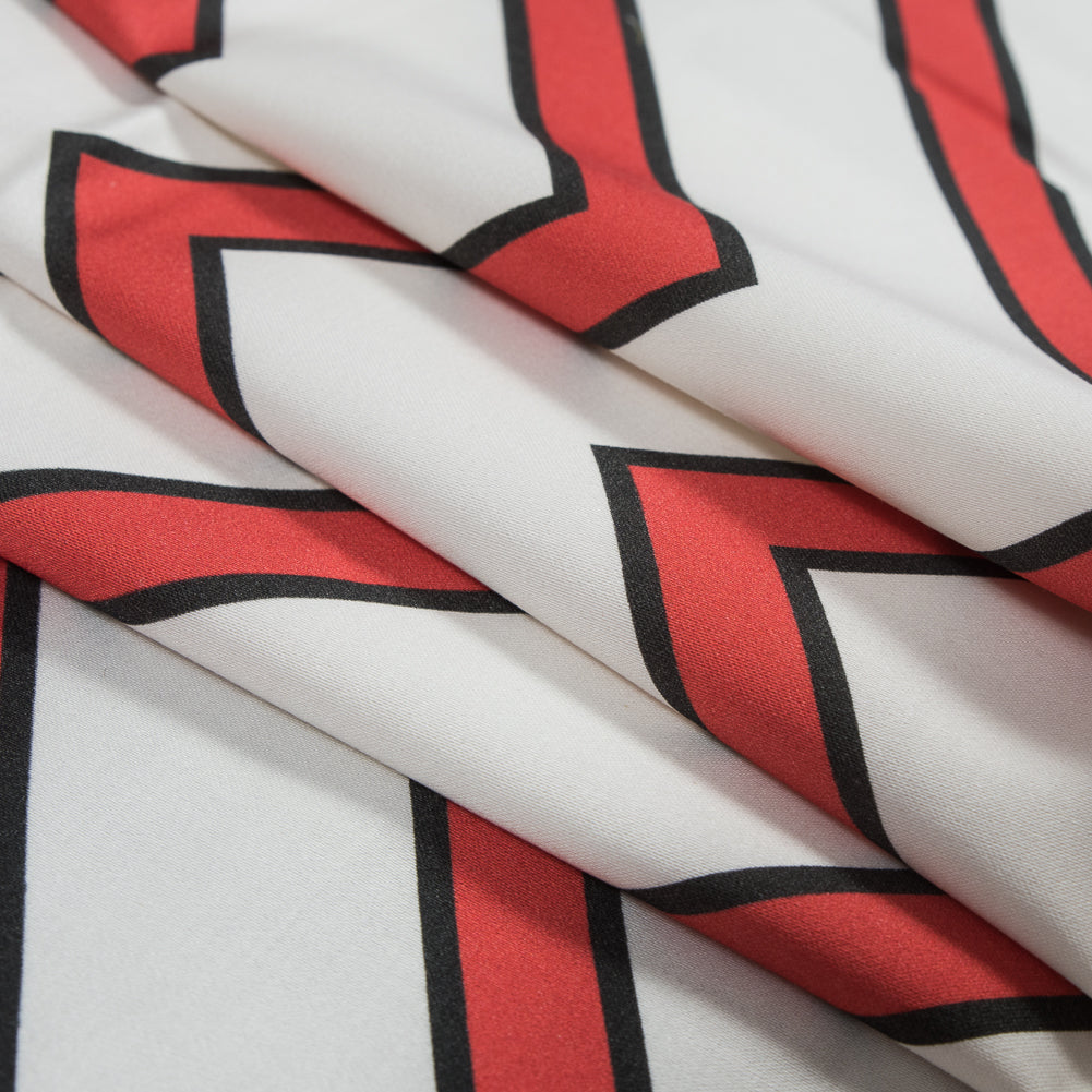 Stretch Cotton Sateen - Red Chrevrons - Mood Exclusive Hele Zig-Zag Print