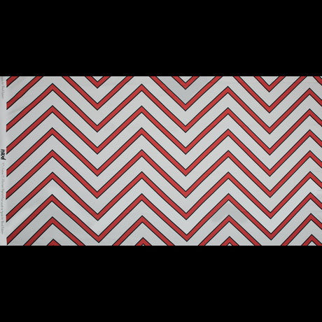 Stretch Cotton Sateen - Red Chrevrons - Mood Exclusive Hele Zig-Zag Print