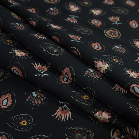 Cotton Voile - Black Floral - Heliconia Flame Print - Mood Exclusive Aloha Collection