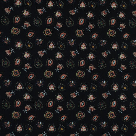 Cotton Voile - Black Floral - Heliconia Flame Print - Mood Exclusive Aloha Collection