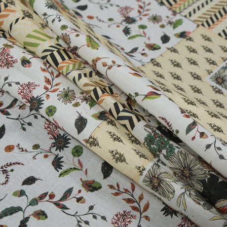 Cotton Voile - Yellow Floral Patchwork - Tulsi's Worship Print - Mood Exclusive Surya Collection