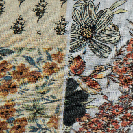 Cotton Voile - Yellow Floral Patchwork - Tulsi's Worship Print - Mood Exclusive Surya Collection
