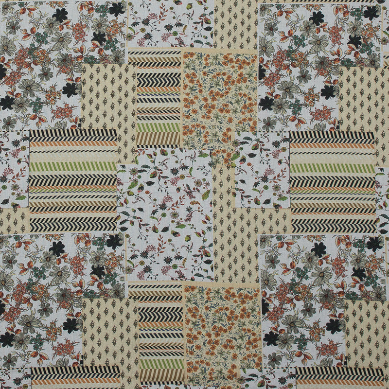 Cotton Voile - Yellow Floral Patchwork - Tulsi's Worship Print - Mood Exclusive Surya Collection