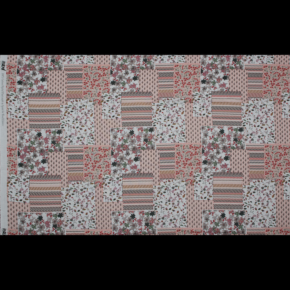 Cotton Voile - Pink Floral Patchwork - Tulsi's Worship Print - Mood Exclusive Surya Collection