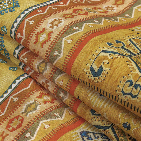 Cotton Voile - Yellow Geometric Stripes - Vishnu's Freedom Print - Mood Exclusive Surya Collection