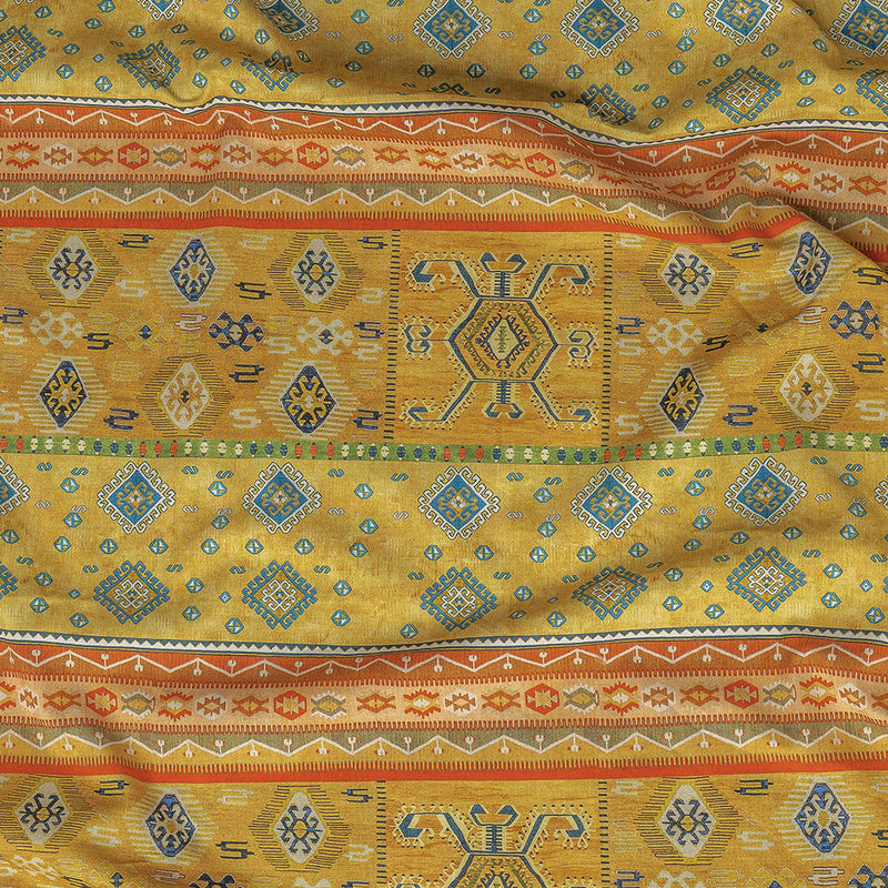 Cotton Voile - Yellow Geometric Stripes - Vishnu's Freedom Print - Mood Exclusive Surya Collection