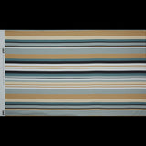 Stretch Cotton Sateen - Blue and Beige Stripes - Krishna's Meditation Print - Mood Exclusive Surya Collection