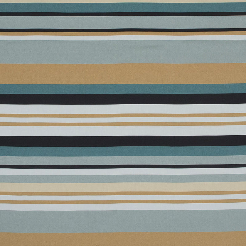 Stretch Cotton Sateen - Blue and Beige Stripes - Krishna's Meditation Print - Mood Exclusive Surya Collection