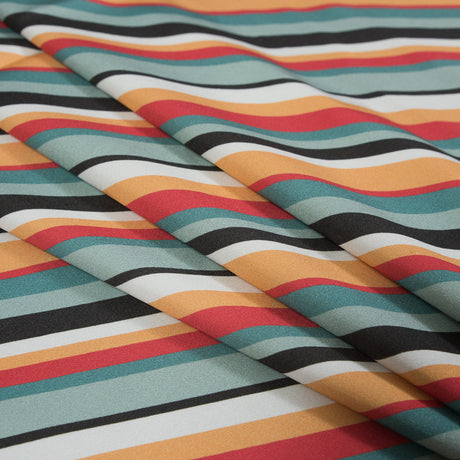 Stretch Cotton Sateen - Orange and Blue Diagonal Stripes - Prajapati's Gift Print - Mood Exclusive Surya Collection