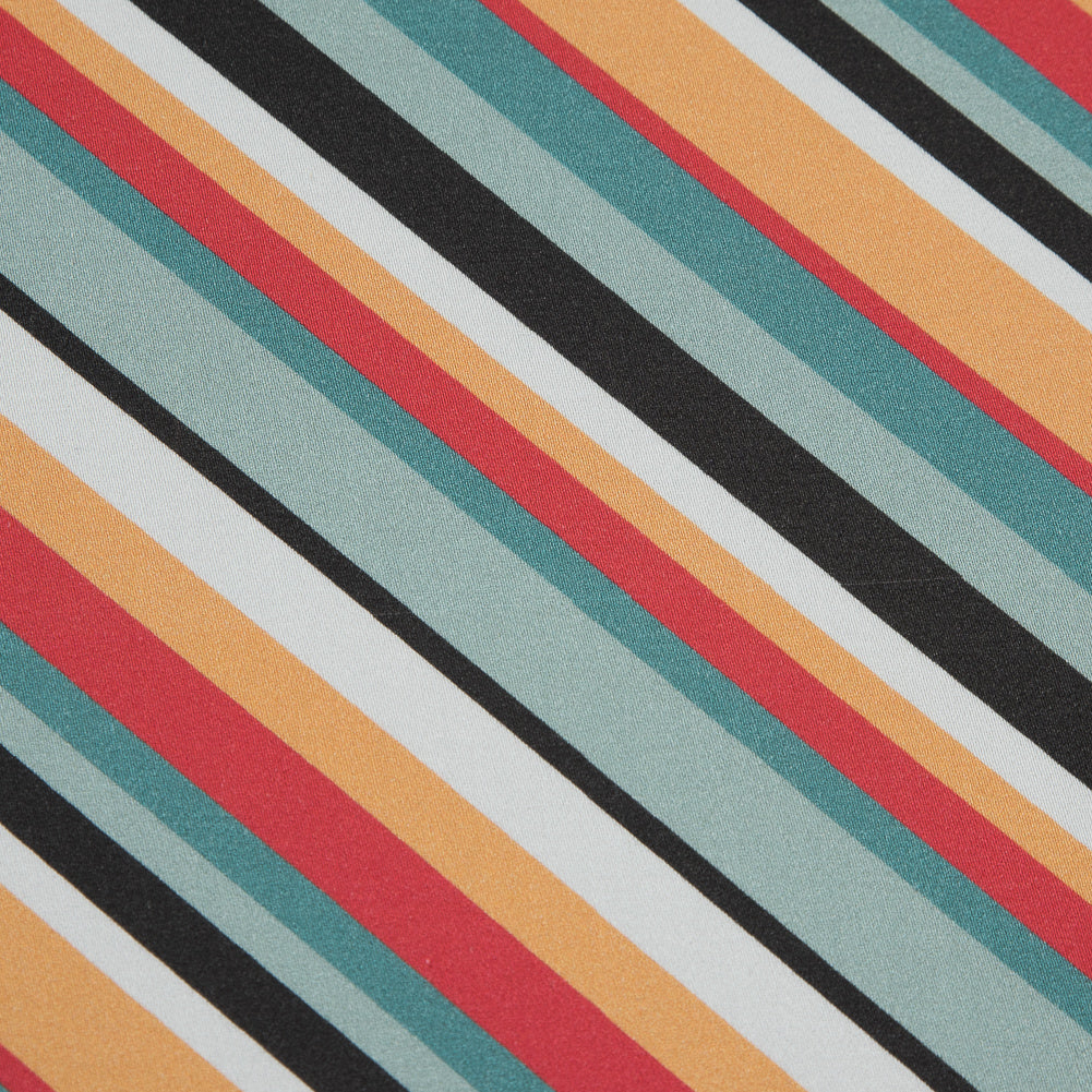 Stretch Cotton Sateen - Orange and Blue Diagonal Stripes - Prajapati's Gift Print - Mood Exclusive Surya Collection