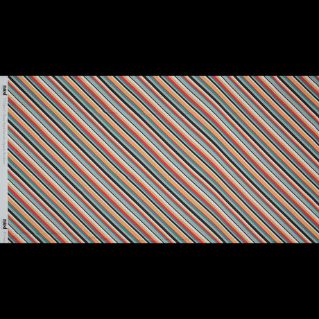 Stretch Cotton Sateen - Orange and Blue Diagonal Stripes - Prajapati's Gift Print - Mood Exclusive Surya Collection
