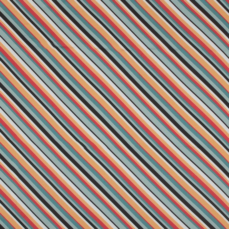 Stretch Cotton Sateen - Orange and Blue Diagonal Stripes - Prajapati's Gift Print - Mood Exclusive Surya Collection