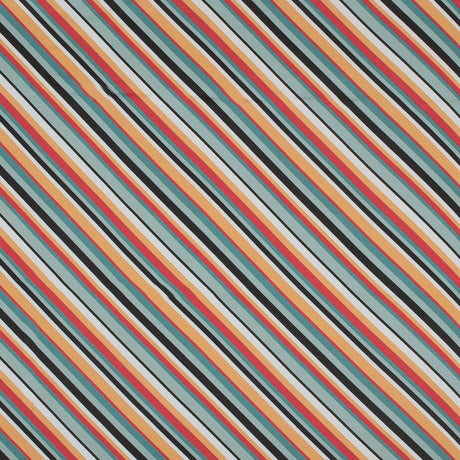 Stretch Cotton Sateen - Orange and Blue Diagonal Stripes - Prajapati's Gift Print - Mood Exclusive Surya Collection