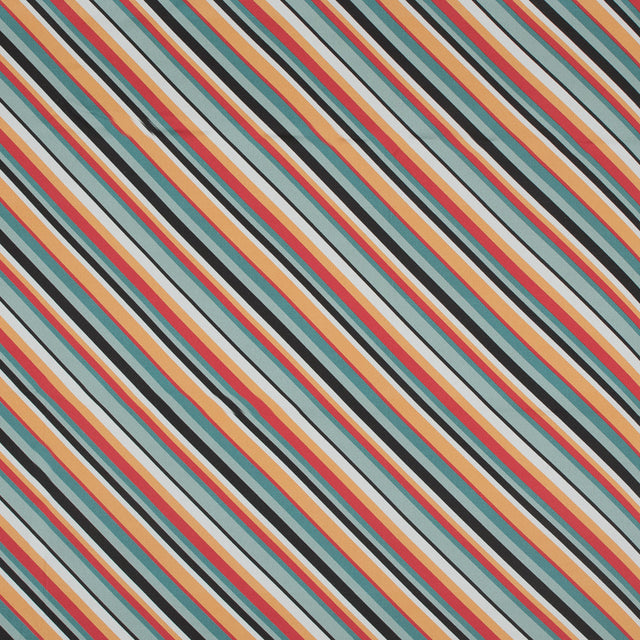 Stretch Cotton Sateen - Orange and Blue Diagonal Stripes - Prajapati's Gift Print - Mood Exclusive Surya Collection