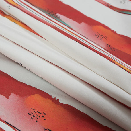 Stretch Cotton Sateen - Red Painterly Stripes - Saraswati's Knowledge Print - Mood Exclusive Surya Collection