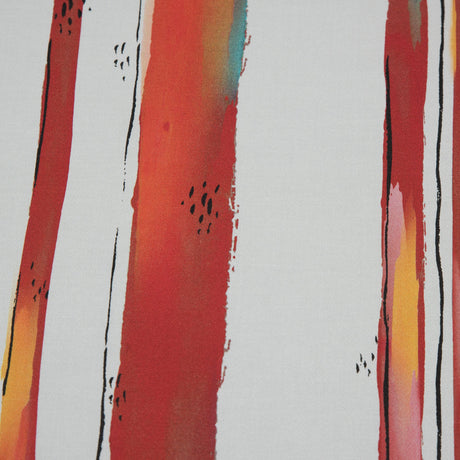 Stretch Cotton Sateen - Red Painterly Stripes - Saraswati's Knowledge Print - Mood Exclusive Surya Collection