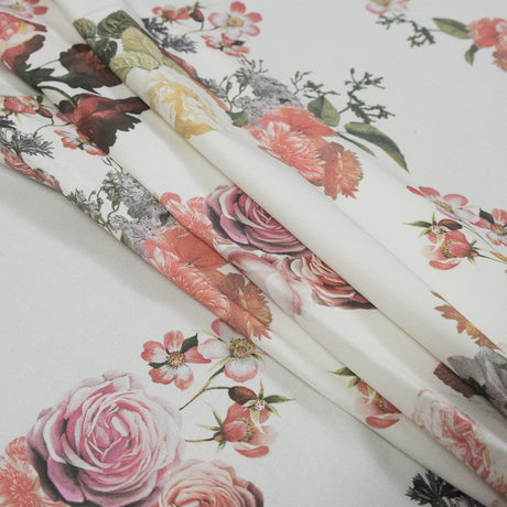 Stretch Cotton Sateen - White Floral - Ishvara's Wisdom Print - Mood Exclusive Surya Collection